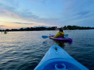 Setting sun on a moonlight paddle
